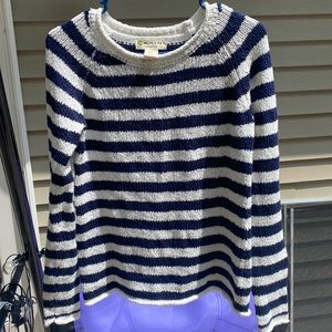 Akini 100% cotton long sleeve Navy cream stripe sweater XS